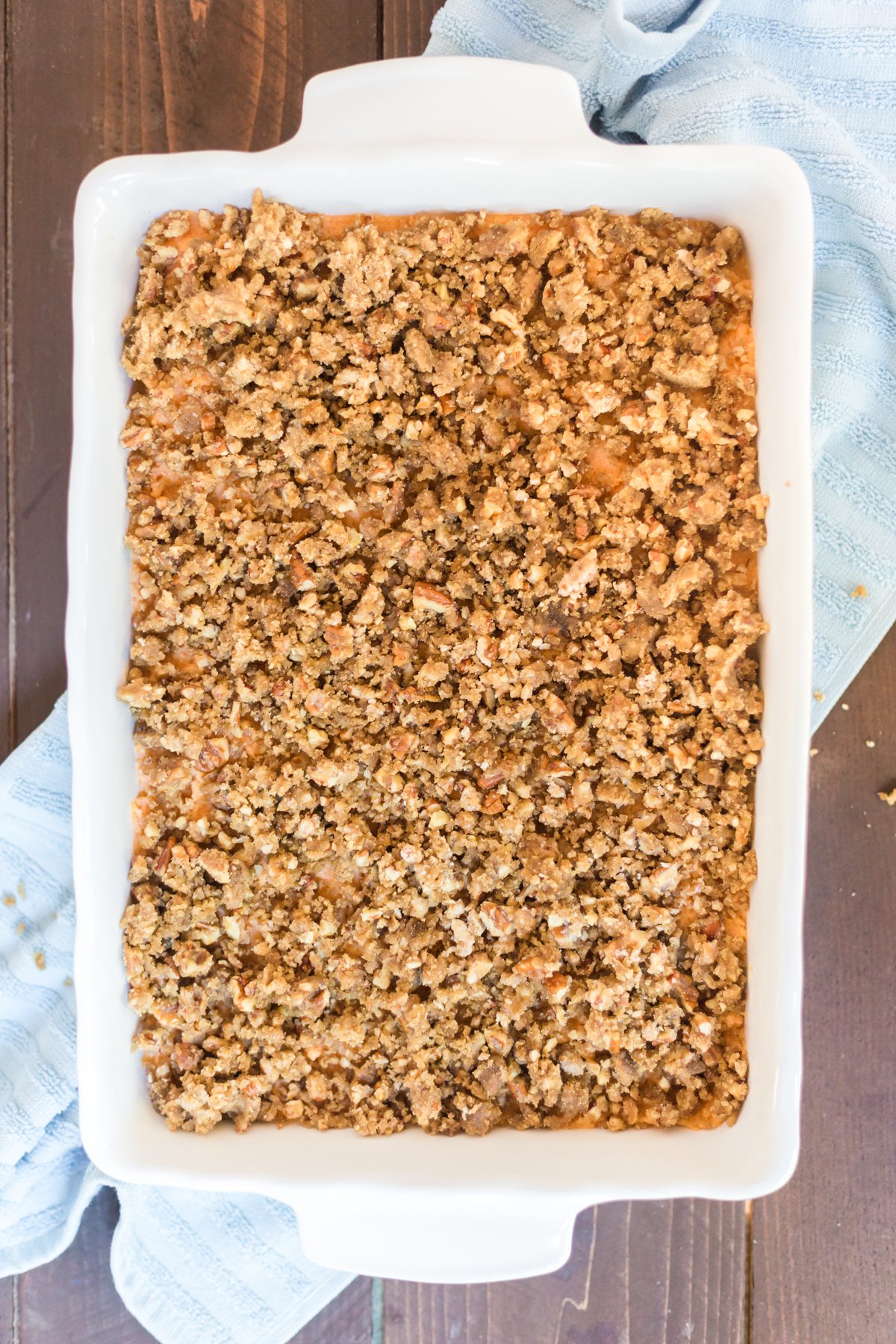 Sweet Potato Casserole with nut crumble topping