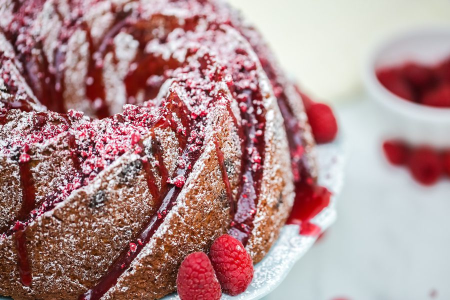White Chocolate Raspberry Drizzle Cake
