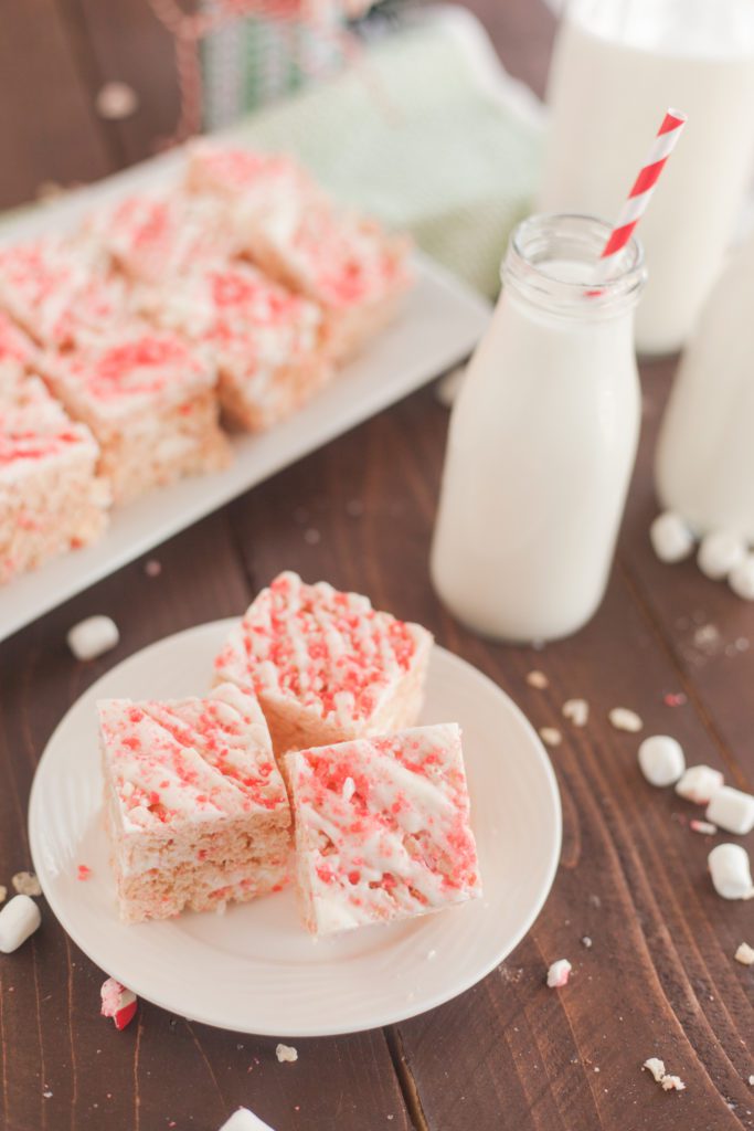 Rice Krispie Treats Made with Peppermint and Pop Rocks