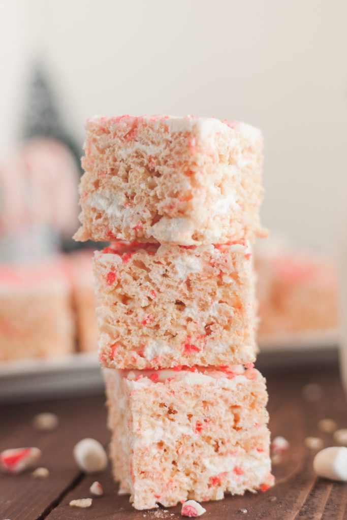 Rice Krispie Treats Made with Peppermint and Pop Rocks