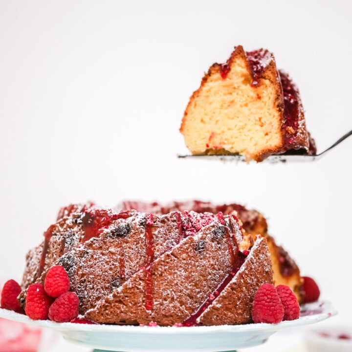 White Chocolate Raspberry Drizzle Cake