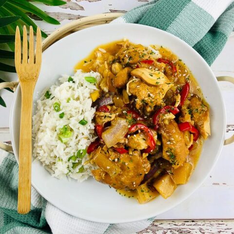Slow Cooker Pineapple Chicken with Coconut Rice
