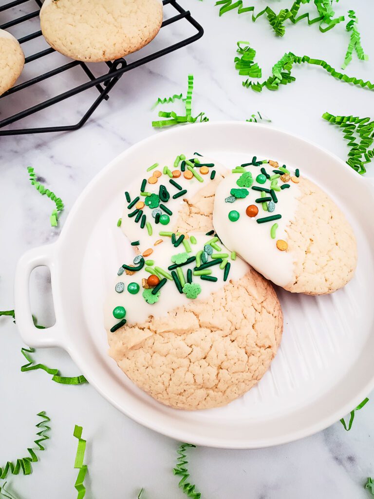 Cake Mix Cookies with Shamrock Sprinkles 