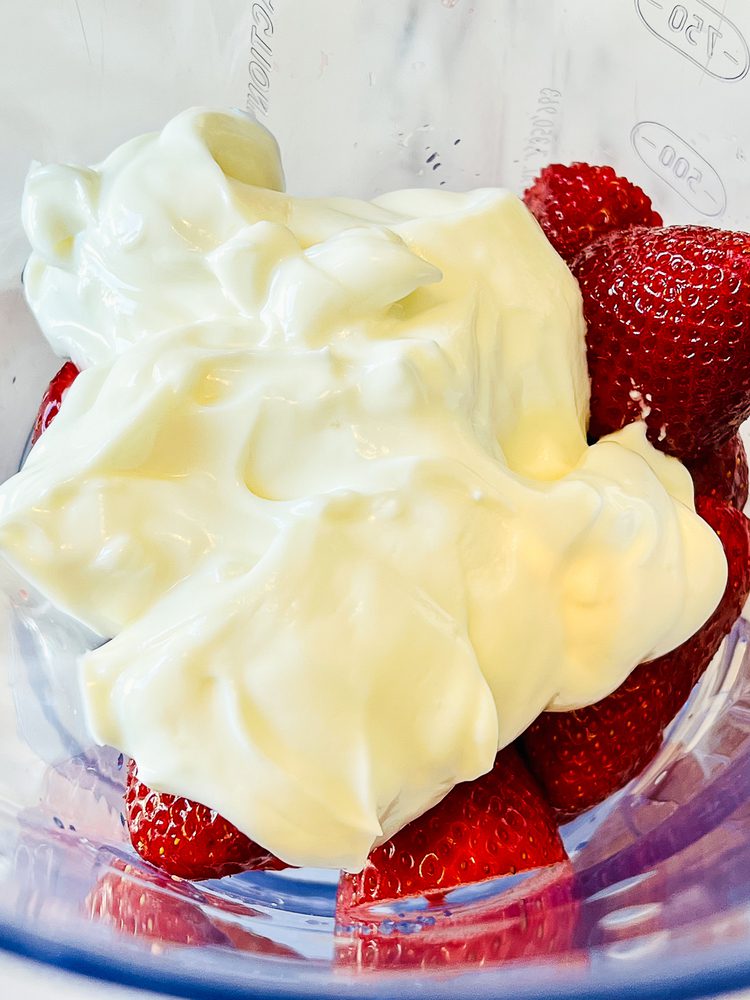 Yogurt over strawberries