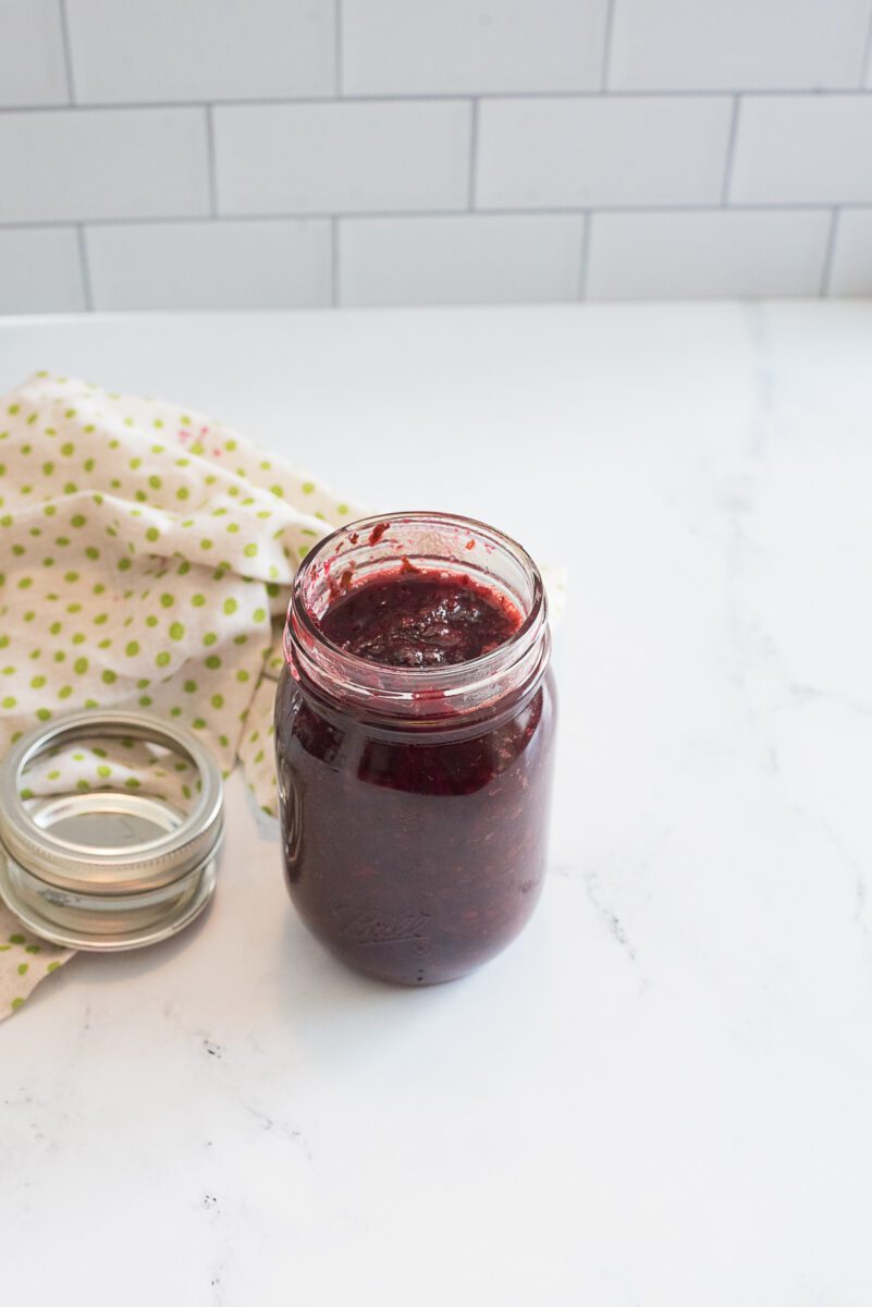 Jam made with blackberries and basil