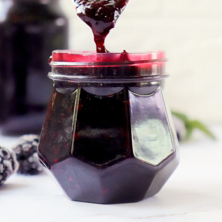 Homemade sauce made with Blackberries and Bourbon