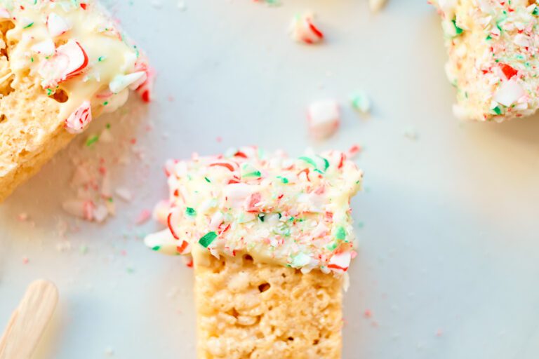 Rice Krispies Treats with White Chocolate and Peppermint