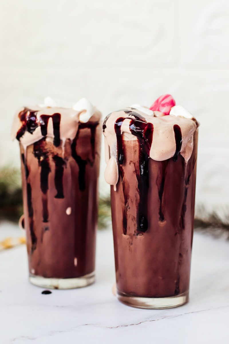 Frozen Hot Chocolate with Peppermint Vodka Cocktail