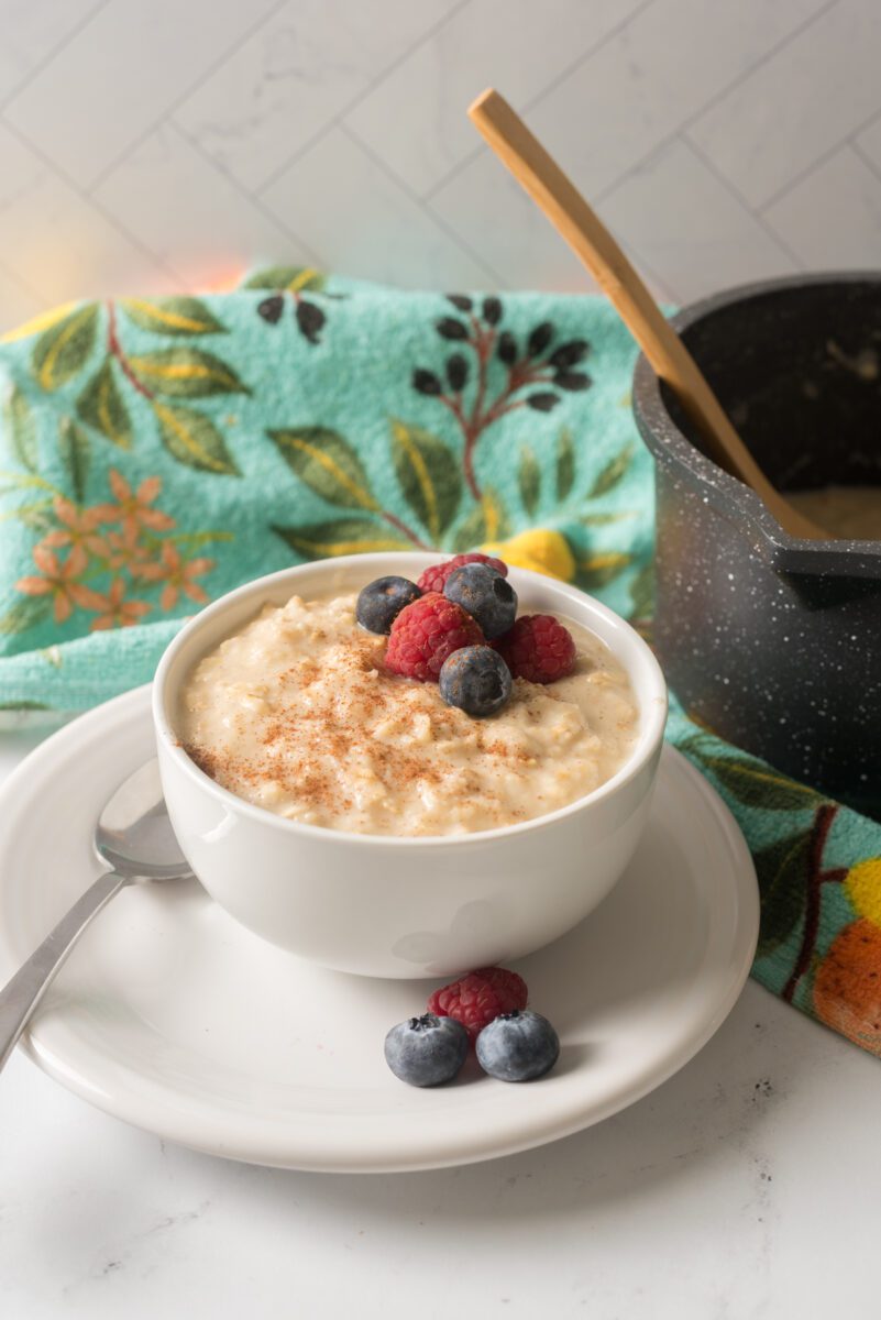 Super easy oatmeal made with applesauce that is made in minutes