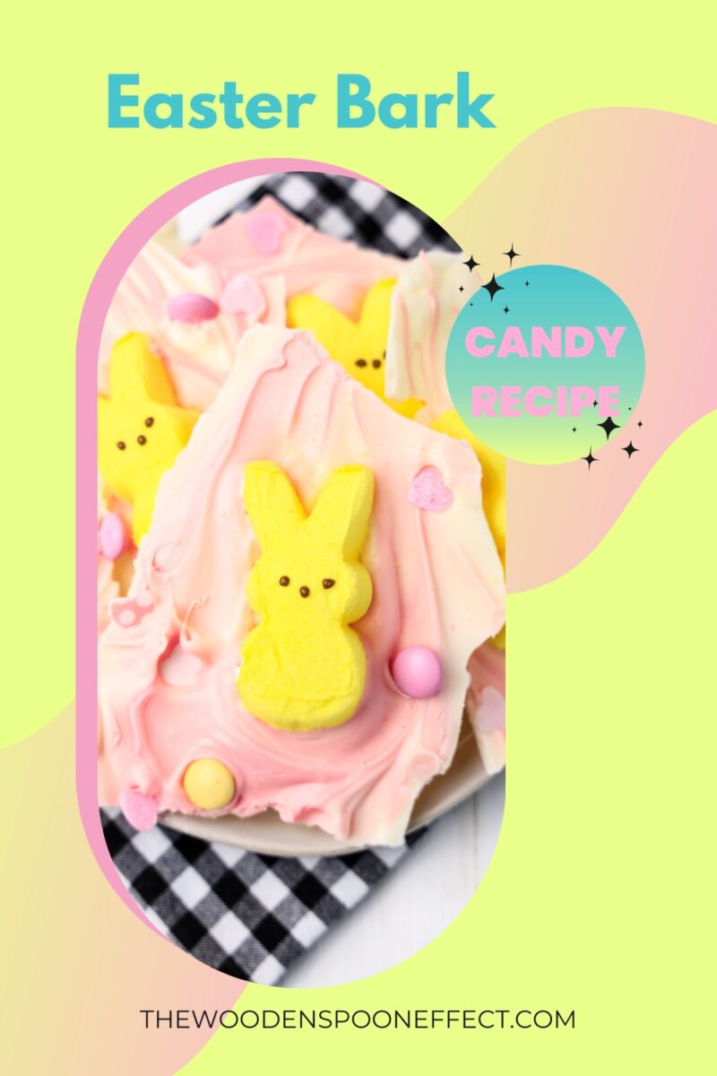 Bark candy made in pastel colors with a Peeps Marshmallow on top