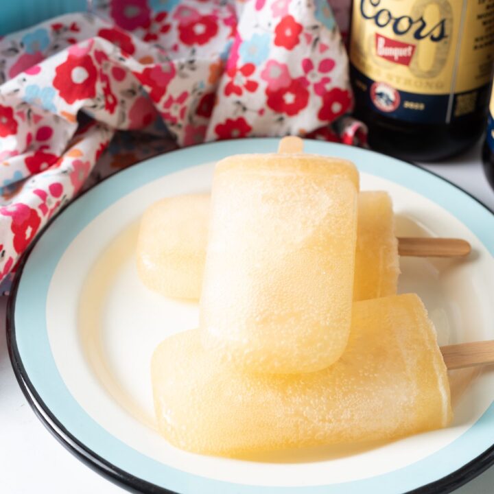 Popsicles made from Coors Beer on a plate