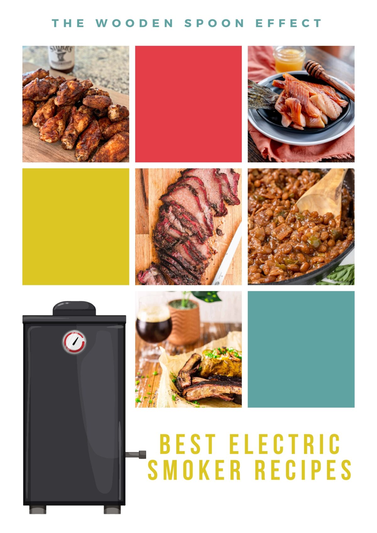 Collage of photos that show different types of Electric Smoker recipes
