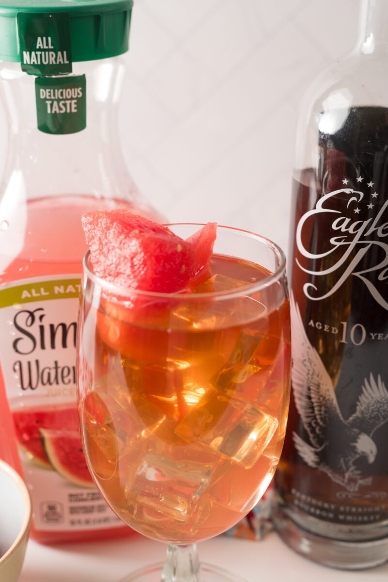 Classic Arnold Palmer Cocktail made with Sweet Iced Tea, Watermelon Lemonade and Bourbon