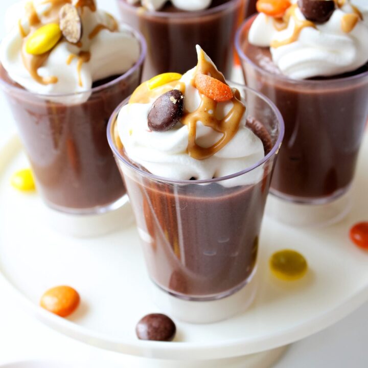 Reese's Pieces Boozy Pudding Shots