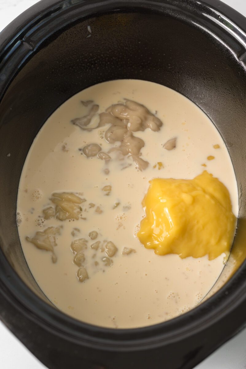 mix cream of soup with velveeta cheese