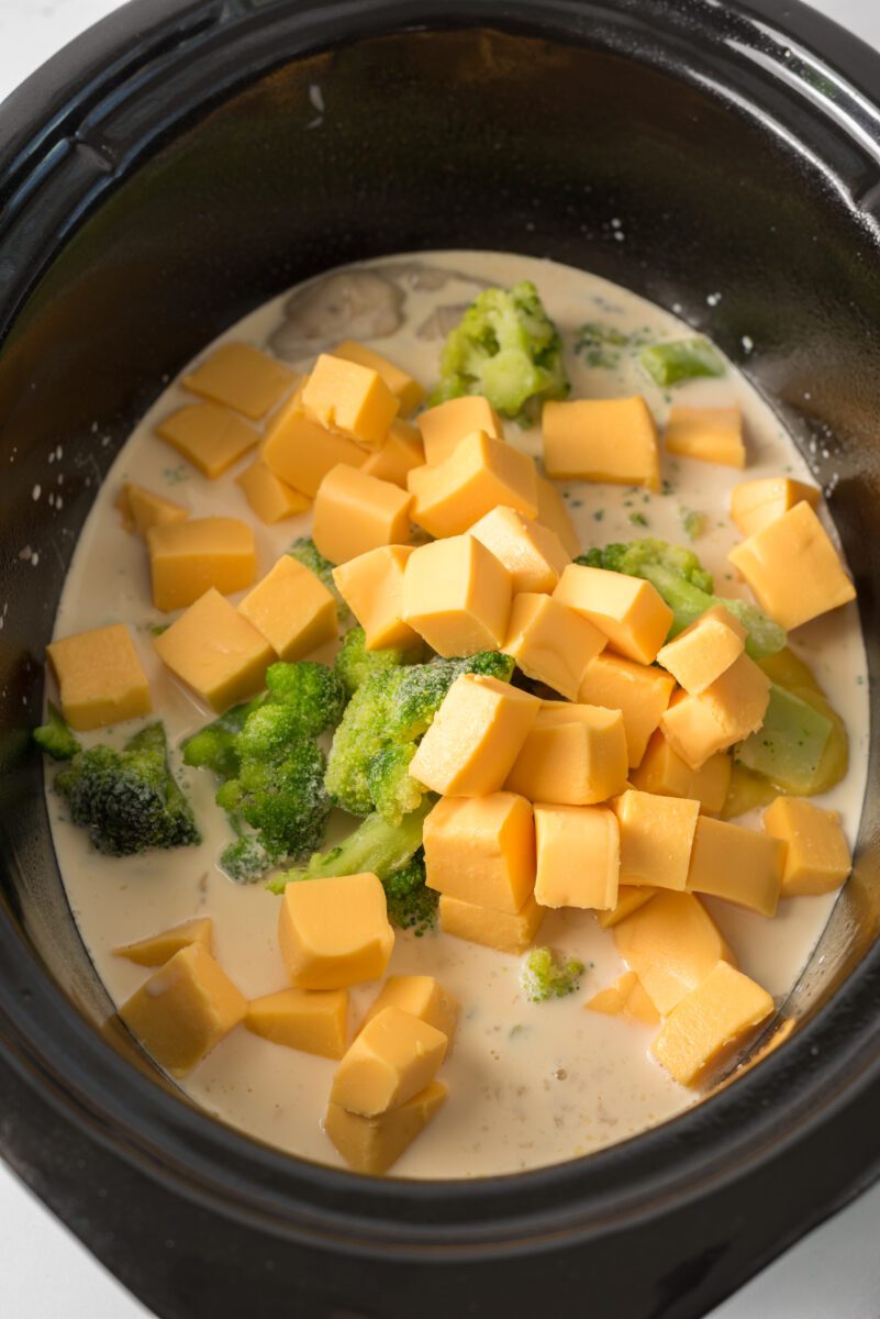 Slow Cooker Broccoli Cheese Soup with Velveeta