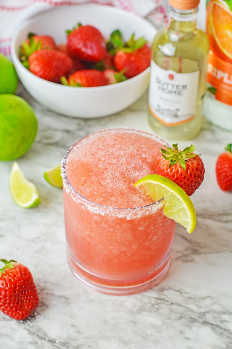 Margarita made with fresh strawberries and vodka