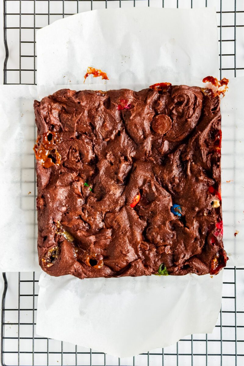 Brownies made with leftover halloween candy