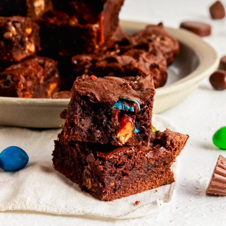 Brownies made with leftover halloween candy