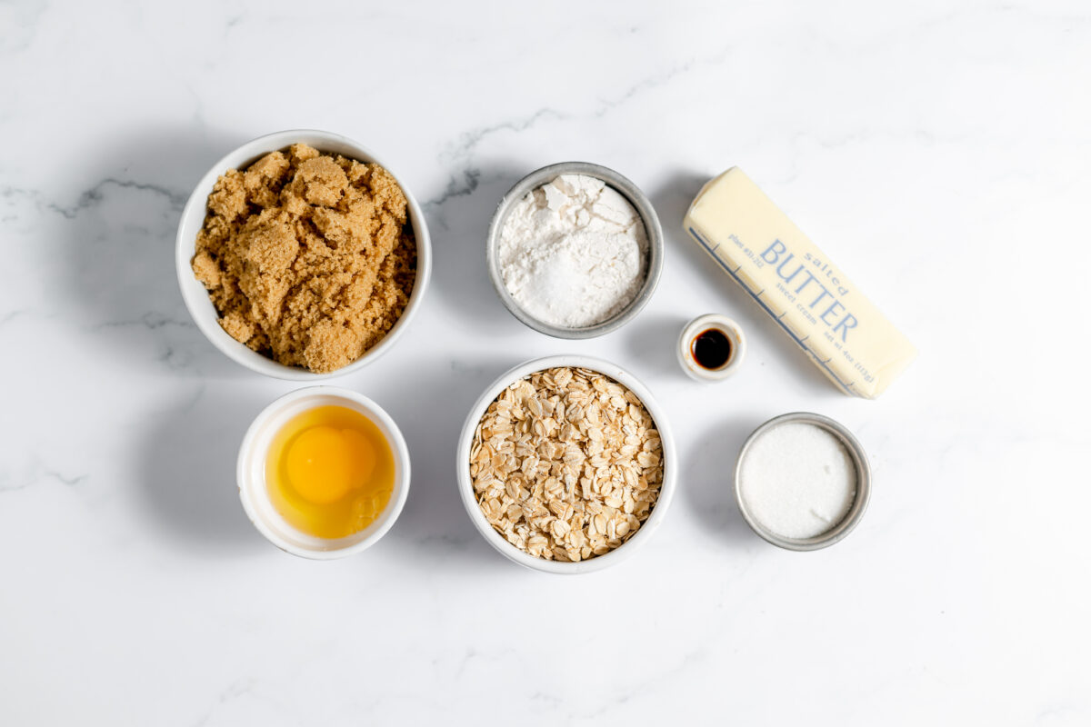 gather all the ingredients for crispy oatmeal cookies