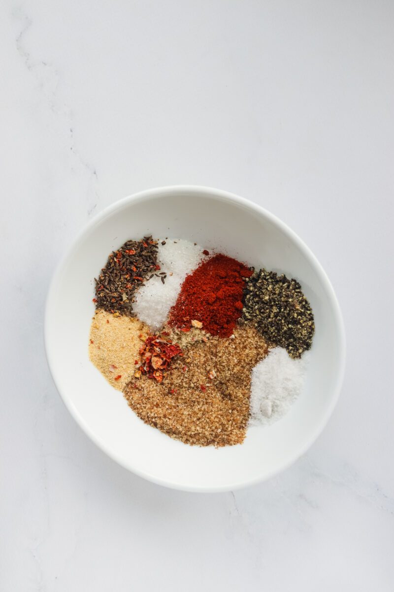 Gather all the herbs and spices to make Dry Rub
